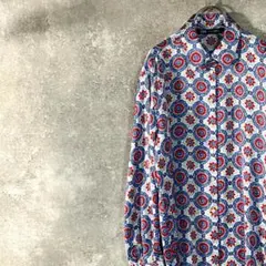 ZARA 柄シャツ サテンシャツ 長袖 ネイビー 花柄 レギュラカラー 