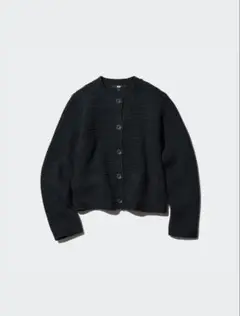 美品 ユニクロ ニットショートジャケット S ブラック