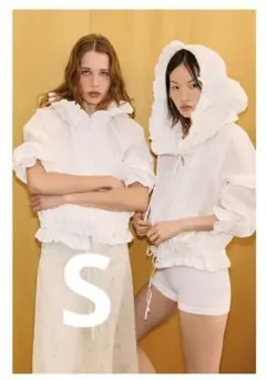 ZARA】ザラ L フリルトリムジップアップジャケット 白 完売品 新作