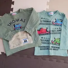 機関車トーマス　グリーントレーナー起毛 　ロンT 90　保育園