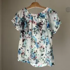 ページボーイ　シフォンブラウス 半袖 ビーズ装飾