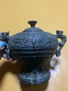 鋳銅香炉 鋳銅製 青銅香炉 双耳 香炉 中古品