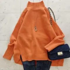 アーバンリサーチ　ウールカシミヤ　ハイネックニット　オレンジ