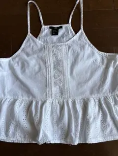【H&M】コットンレースホワイト フリルキャミソール