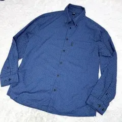 【シアサッカー XL 美品✨】モンベル BDシャツ マイクロチェック 青 春夏