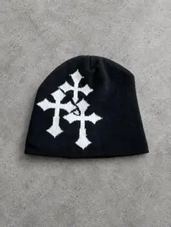 Y2K Cross Knit Beanie brack
