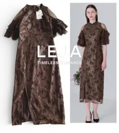 新品タグ付 LEJAレジャ 花柄オープンシアーショルダー総レースワンピースドレス
