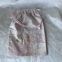 薔薇柄パッチワーク巾着袋