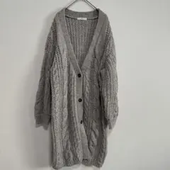 cepoケーブル編み ニットカーディガン　ロング丈