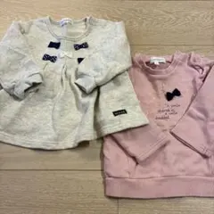 グレーとピンクのベビー トップス セット