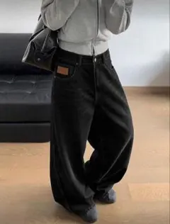 SHEIN ワイドレッグジーンズ ブラック