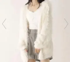 Heather シャギーチュニックカーディガン　アイボリー