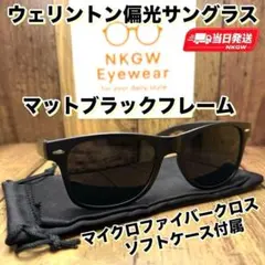 偏光サングラス ウェリントン スモークブラックレンズ ソフトケース付属 バス釣り