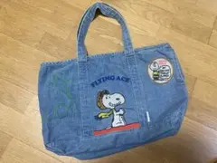 PEANUTS ROOTOTE スヌーピーの刺繍デニムトートバッグ