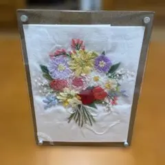 立体刺繍の花束作品