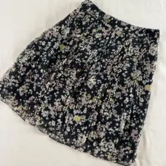 any SiSエニィスィス 花柄 膝丈 プリーツスカート ブラック 2 シフォンのサムネイル