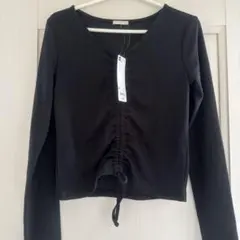 GU ブラック リブ編み 長袖トップス M