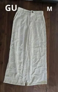 GU　コーデュロイ ワイドパンツ ナチュラル　M