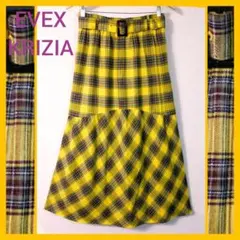 EVEX by KRIZIA★黄色タータンチェック切り替えロングスカート 日本製のサムネイル
