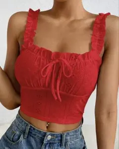 フリル付きキャミソール（ビスチェ）赤