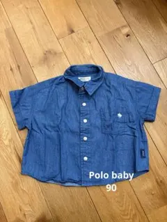 POLO baby デニム ブルー シャツ 半袖 90 スナップボタン