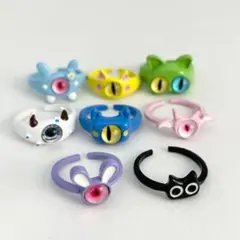 A【未使用】キャラクターリングセット 36個入り モンスター アニマル