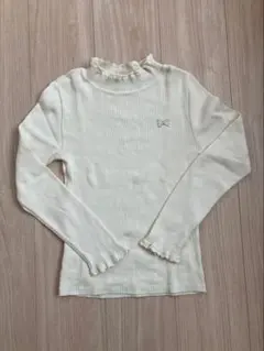 kp アイボリー 綿素材リブ編み トップス