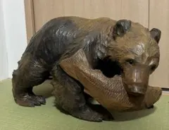 木彫りの熊 吠え熊 白伊作 置物 北海道 民芸品 インテリア 大サイズ