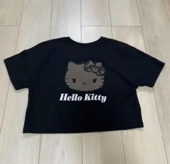 Hello Kitty Tシャツ ブラック ショート丈　日焼け　ヒョウ柄