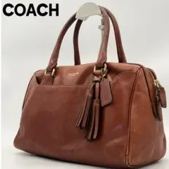 coach タッセル付 レザー ミニボストン ハンドバッグ 23574
