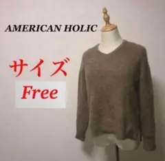 a0817【AMERICAN HOLIC】長袖ニット　ショート丈　セーター　伸縮