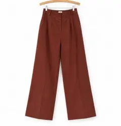PLST プラステ⭐︎センタープレス ワイドタックパンツ Sサイズ　テラコッタ