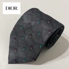 Dior ディオール ネクタイ ポリエステル95% アメリカ製 ストライプ 銀色