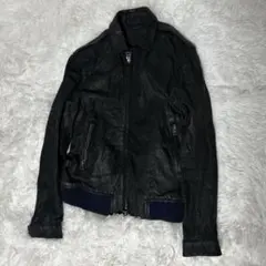 ナノユニバース (M) ラムレザージャケット 襟付ライダース