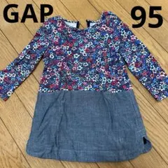 《値下げ》babyGAP 花柄切り替え長袖ワンピース 95cm 2years