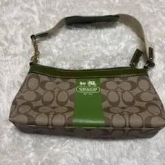 コーチ　ハンドバッグ　茶　シグネチャー　ホースアンドキャリッジ　肩掛け可