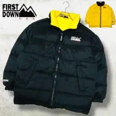 希少 美品 ファーストダウン リバーシブル ダウンジャケット 肉厚 黒 黄色 M