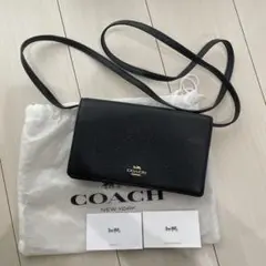 COACH 財布ショルダー 未使用 ブラック レザー