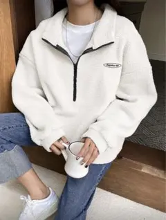 DAZY ハーフジップ　ボア　ホワイト　新品