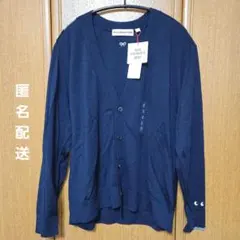 メリノ オーバーサイズ Vネックカーディガン ネイビー M ユニクロ