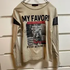 クマのグラフィックロンT ベージュ 150cm