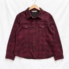 LAFFINEE 総柄シャツジャケット ワインレッド レトロ モード グランジ