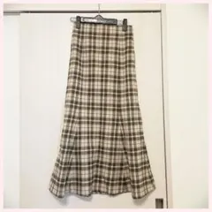 SENSE OF PLACE チェック柄 ロング　マーメイドスカート ベージュ