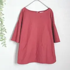 8314 オペークドットクリップ フレアスリーブブラウス トップス シンプル 赤
