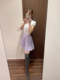 韓国　ゴルフウェア　ラベンダー フレアスカート