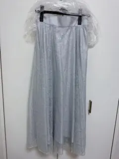 スパンコール付きチュールスカート サックス