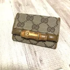良品　GUCCI グッチ　バンブー　キーケース　GGキャンバス