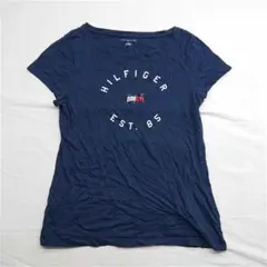★トミーヒルフィガー ロゴTシャツ ネイビー L レディース