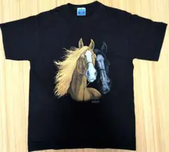 ユーロ古着SAFONアニマルvintageTシャツホース馬 Andorra 　М