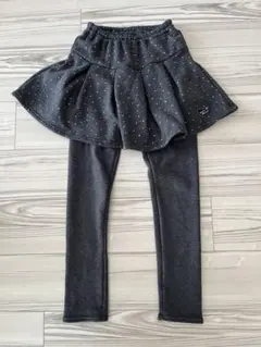 【美品】KPニットプランナーラメ入りドットスカッツ裏起毛140グレー